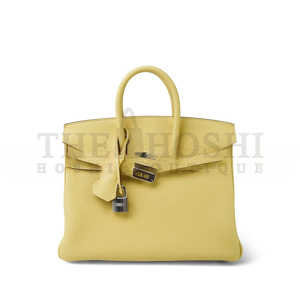 H**me5 BIRKIN 25 TOGO LEATHER LEMON YELLOW SILVER BUCKLE BAG H028369CK1Z (25*20*13cm) Master Quality